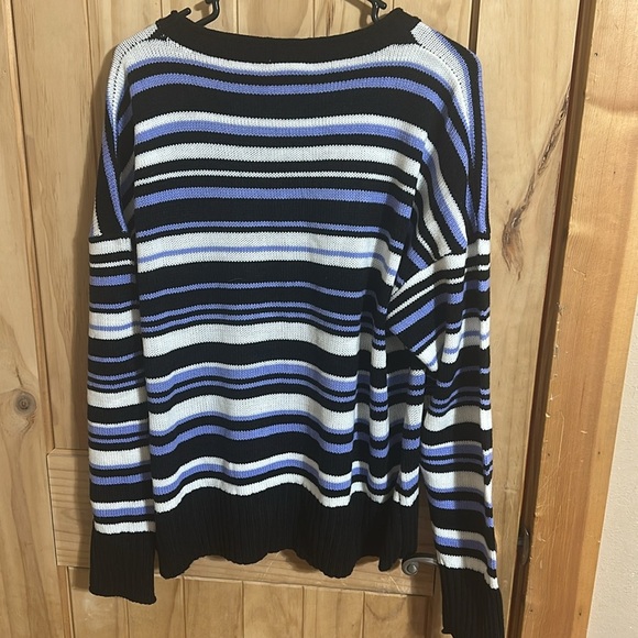 LuLaRoe Striped Black and Purple Women’s Sweater - Picture 3 of 4